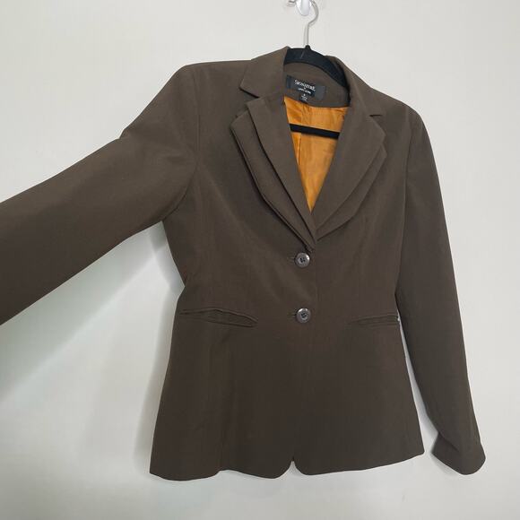 SIGNAUTRE Larry Levine Blazer Jacket Long Sleeve Academia Office Siren Brown 4 - Picture 4 of 11